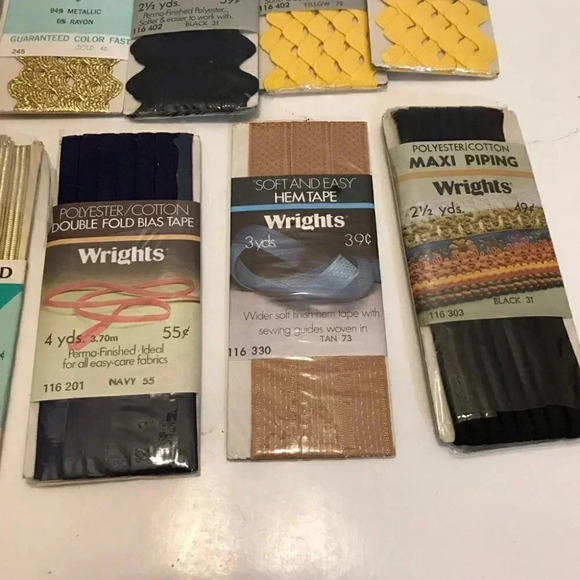 NEW Vintage Lot Ric Rick Rack Edging Zig Zag Trim Wrights Edge Tape Zippers Lot - Picture 2 of 13